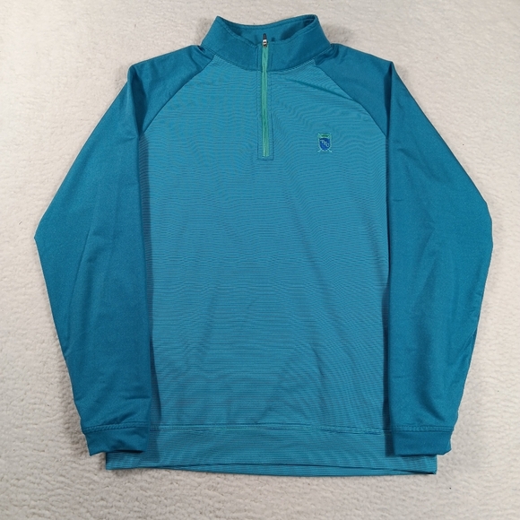 Peter Millar Pullover Mens Medium Blue Crown Sport Performance 1/4 Zip Striped - Picture 1 of 13
